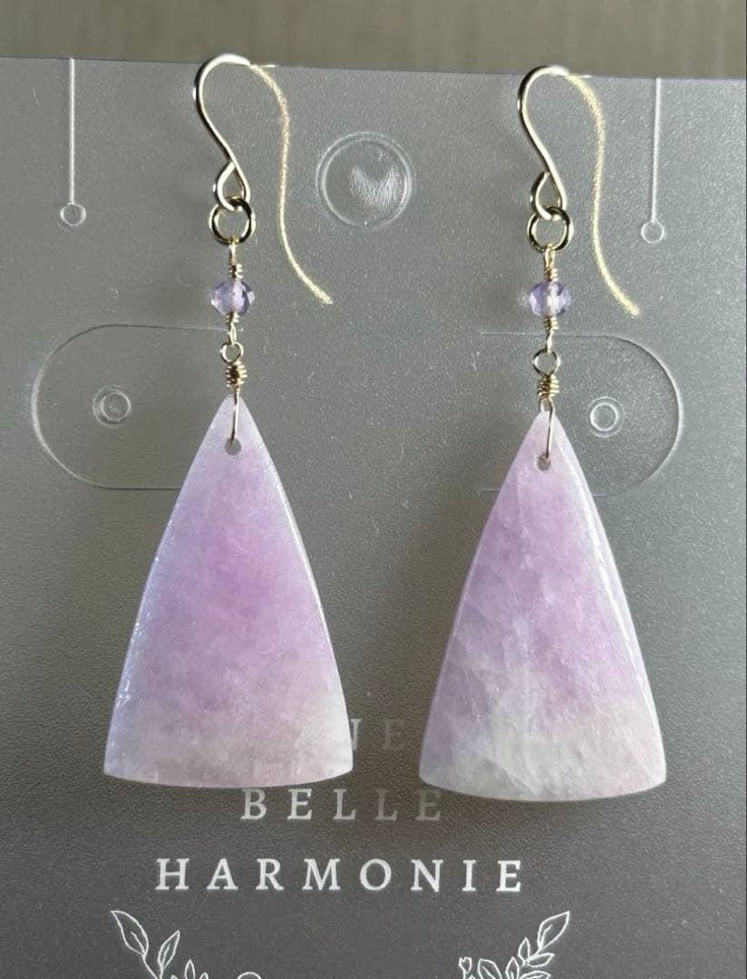 クンツァイト ＆アメジストのピアス　14kgf