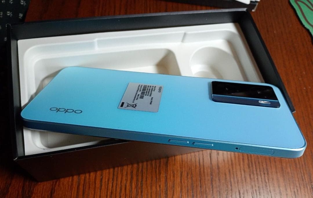 【2日間限定価格】OPPO A77 ブルー 本体 箱・説明書付　電源コード無し⑪