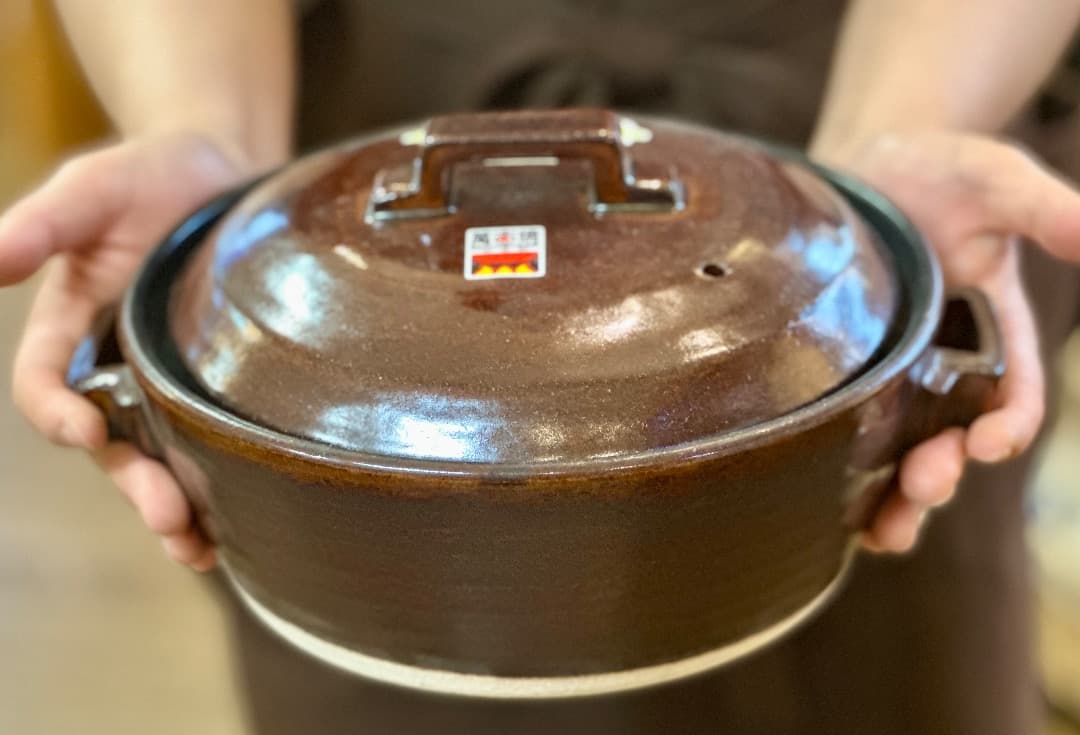 再値下げ　新品　萬古焼　７号土鍋土鍋　セラミック加工　ブラウン　IH直火OK