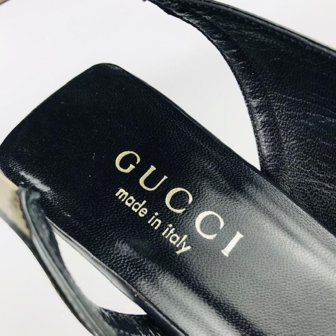 美品★GUCCI★レザー 変形ヒール パックストラップサンダル(35C)