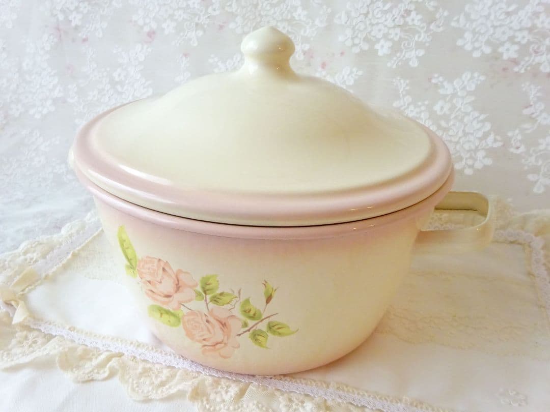 イマン　ダイアナローズ　アンティークキャセロール　マニーローズ