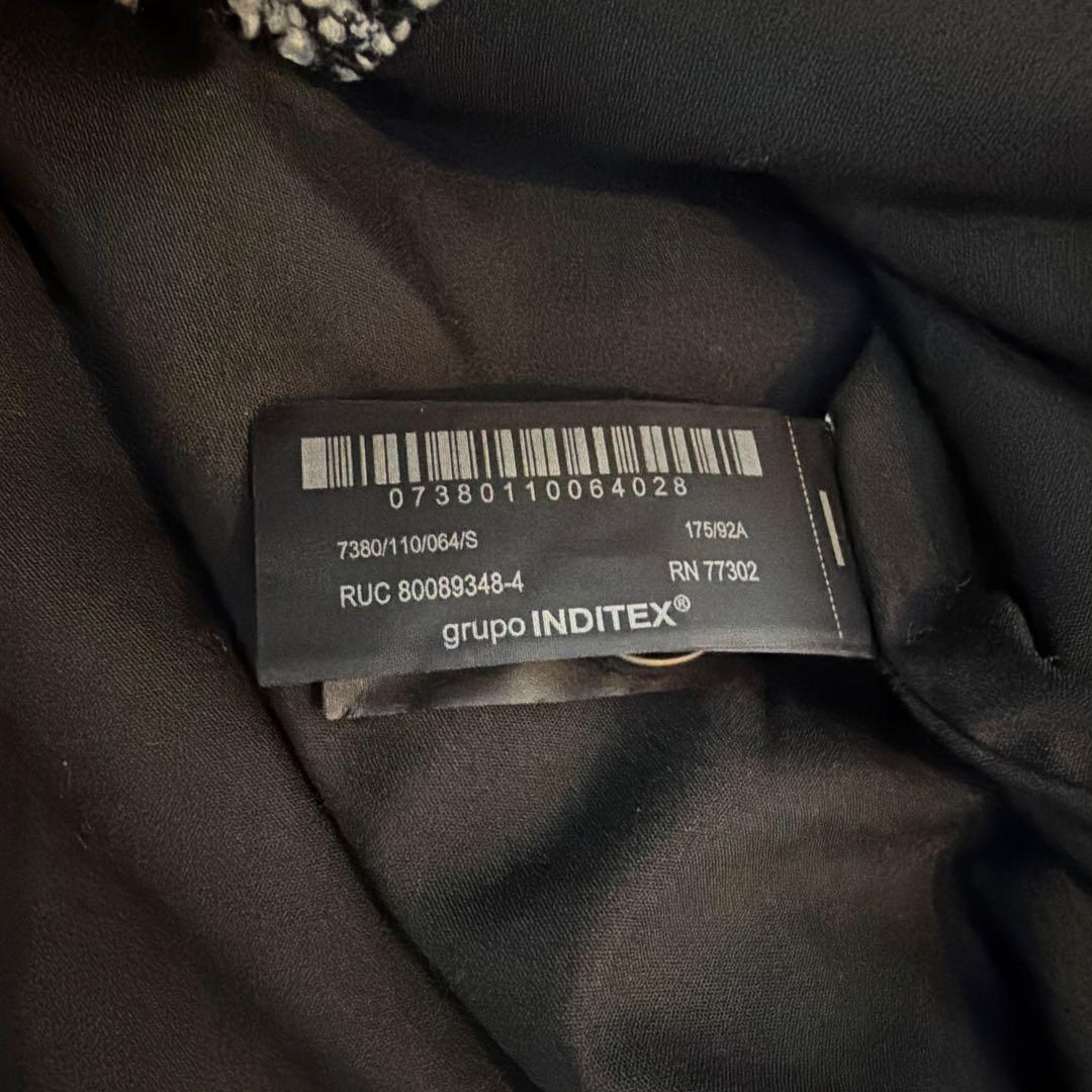 ZARA ザラ テクスチャードポケットシャツジャケット 白黒 ジャケット S