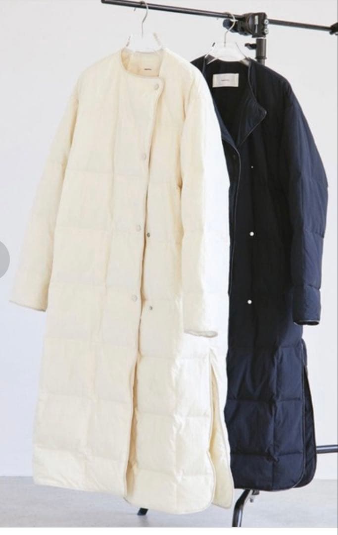 トゥデイフル　ノーカラーキルティングダウンコート36