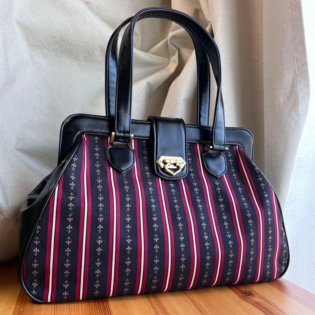 美品✨エクサントリーク レジメンタル柄　ハンドバッグ ボストンバッグ