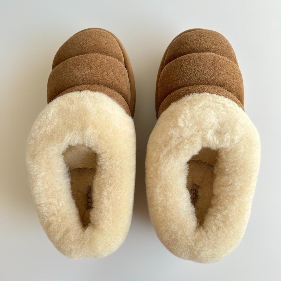 UGG Tazzlita 厚底ムートンスリッポン ボア付きスリッパ ブラウン