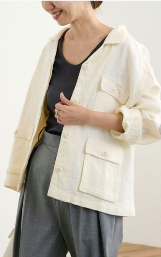 FRAMeWORK　ワーカーズブルゾン　アイボリー　インド製リネン100%　F