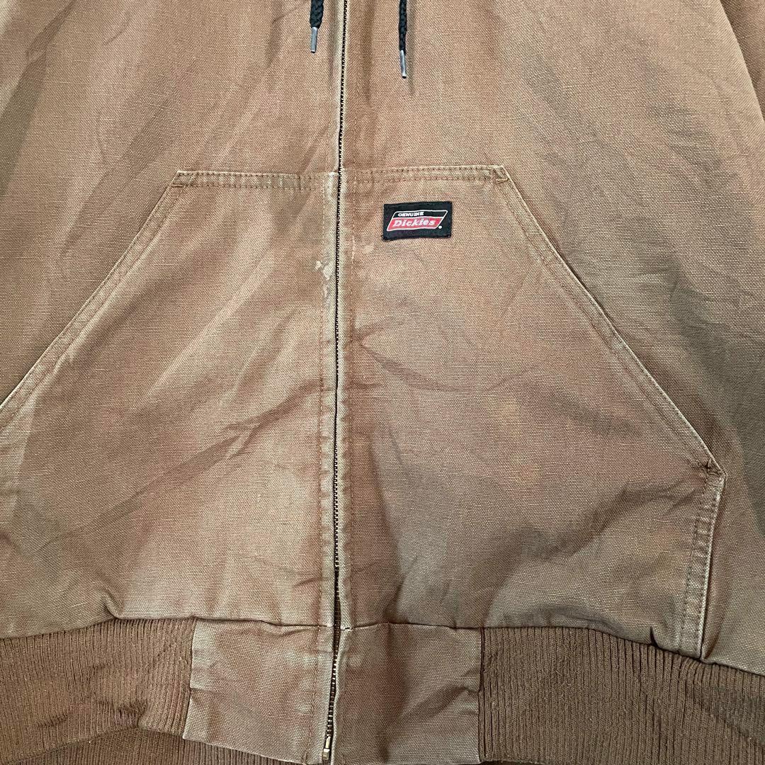 ディッキーズ アクティブジャケット 刺繍 裏地キルティング 茶 ブラウン XL