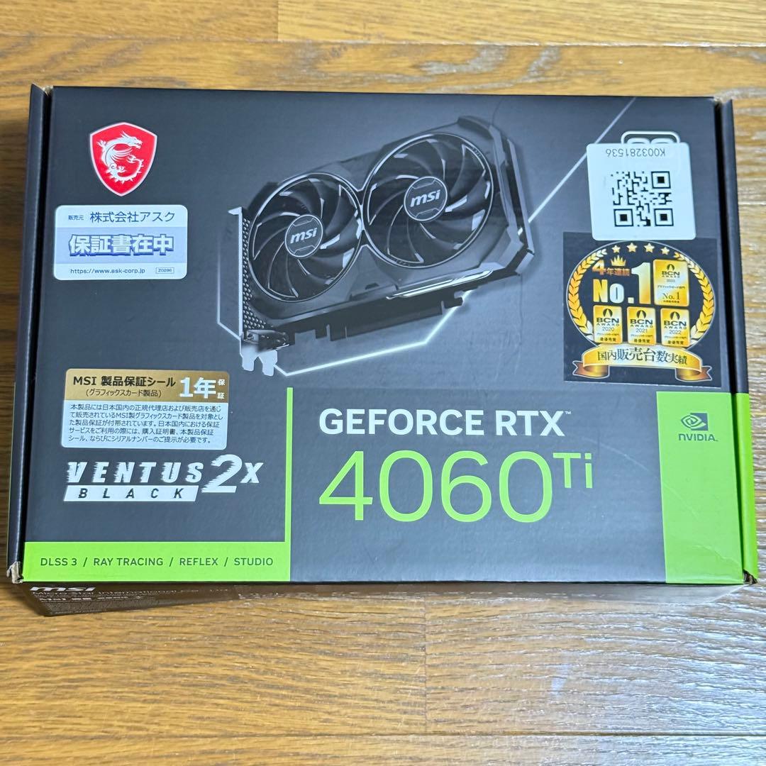 【完美品】MSI GeForce RTX 4060 Ti 16G 【即日発送】