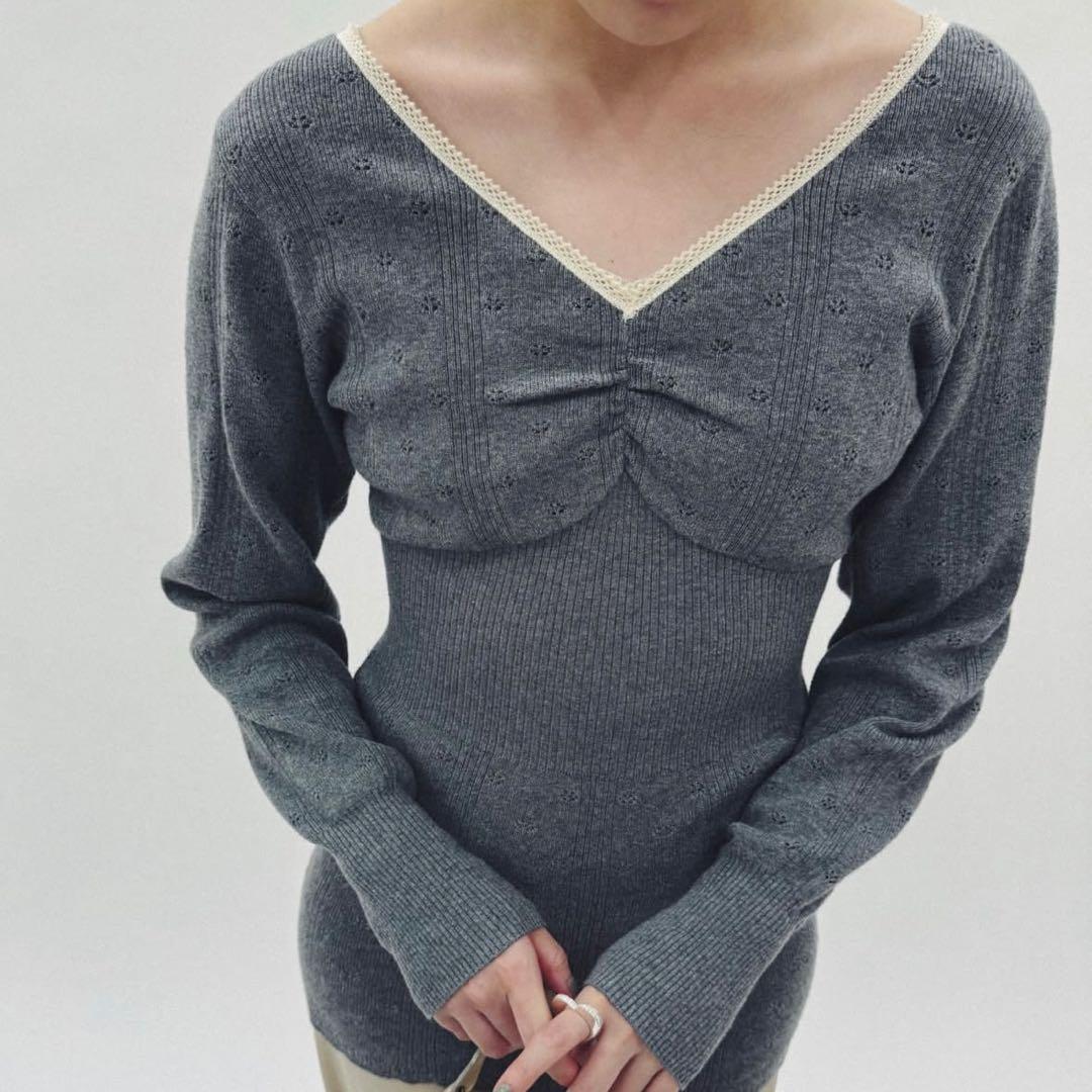 m/　edit.for lulu eyelet knit Glay