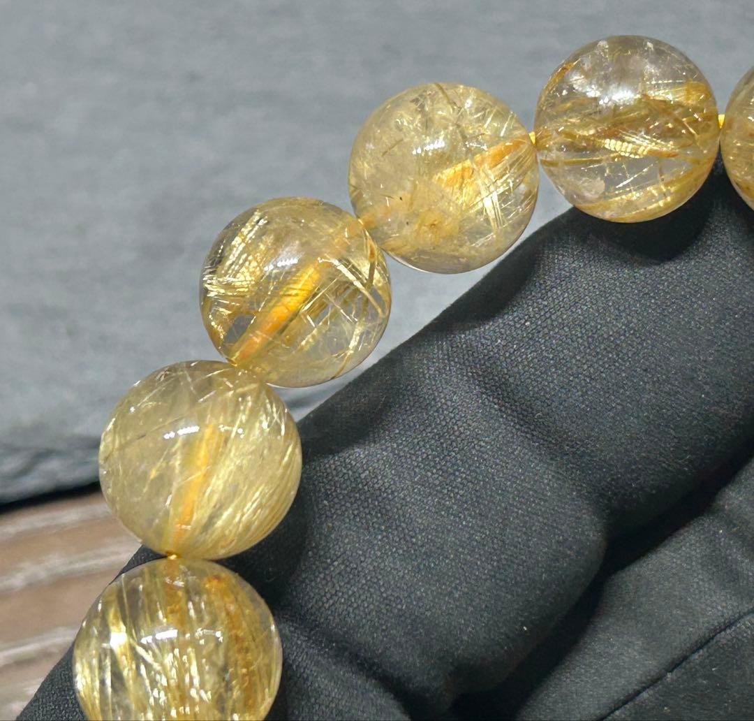 ゴールド　ルチル　クォーツブレスレット　12.5mm