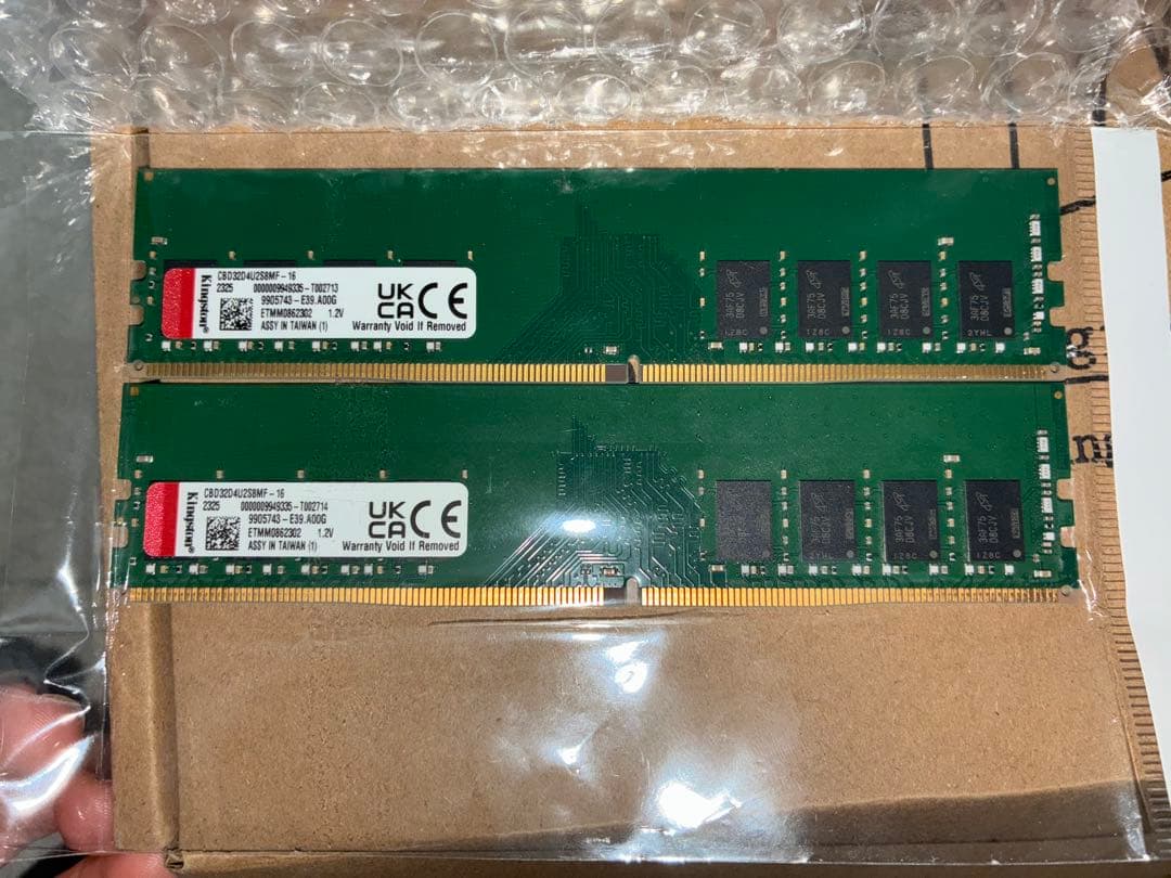 【メモリ】Kingston DDR4 3200MHz 32GB(16GB✖️2枚)