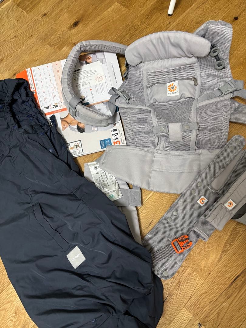 エルゴベビー 抱っこ紐 グレー　ベビーホッパーの防寒ケープのセット