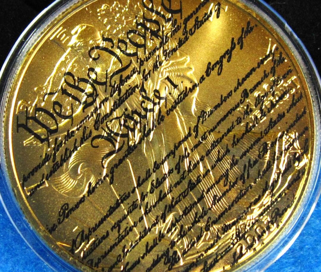 ０３年　カラー　アメリカンシルバーイーグル　１オンス銀貨　アメリカ合衆国憲法記念