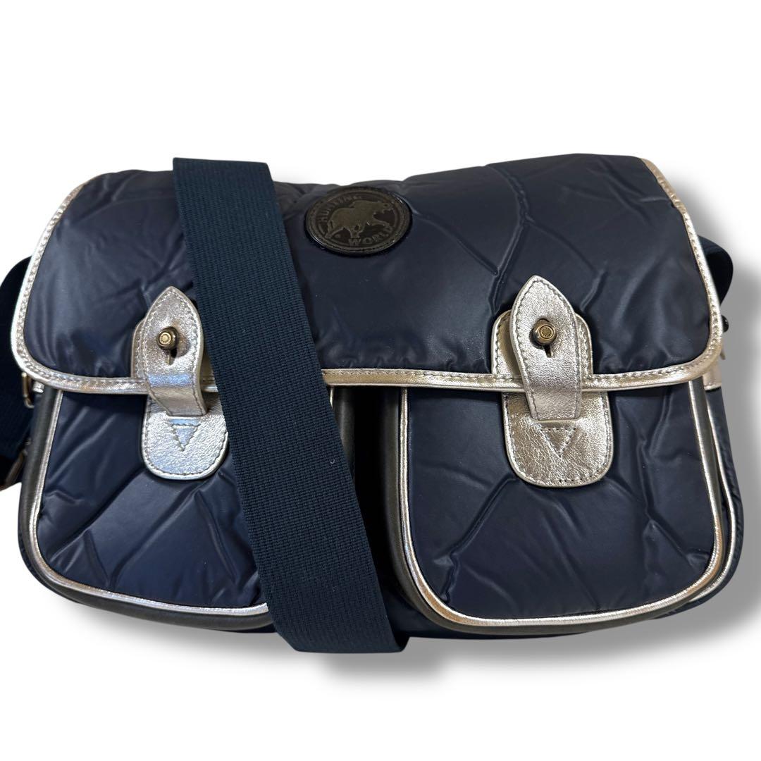 未使用級　レア濃紺　ハンティングワールド　メッセンジャーバッグ　バチュークロス