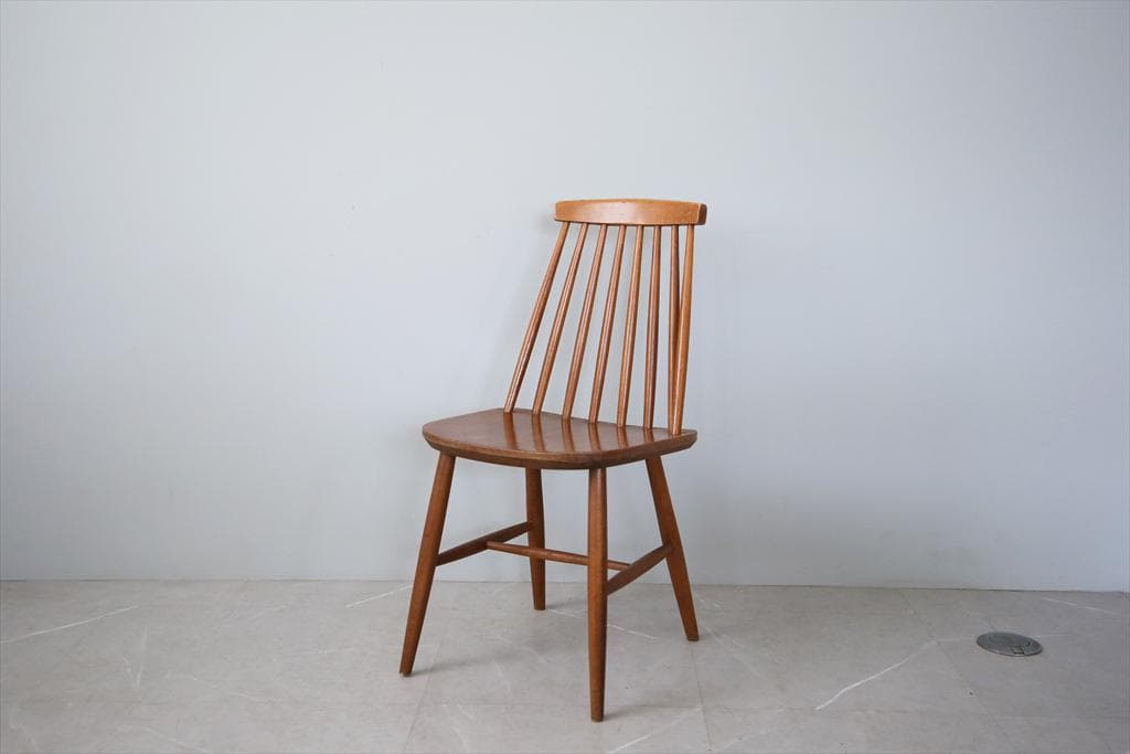 英国アンティーク木製コムバックチェア/ダイニングイス/椅子(89-222-1)