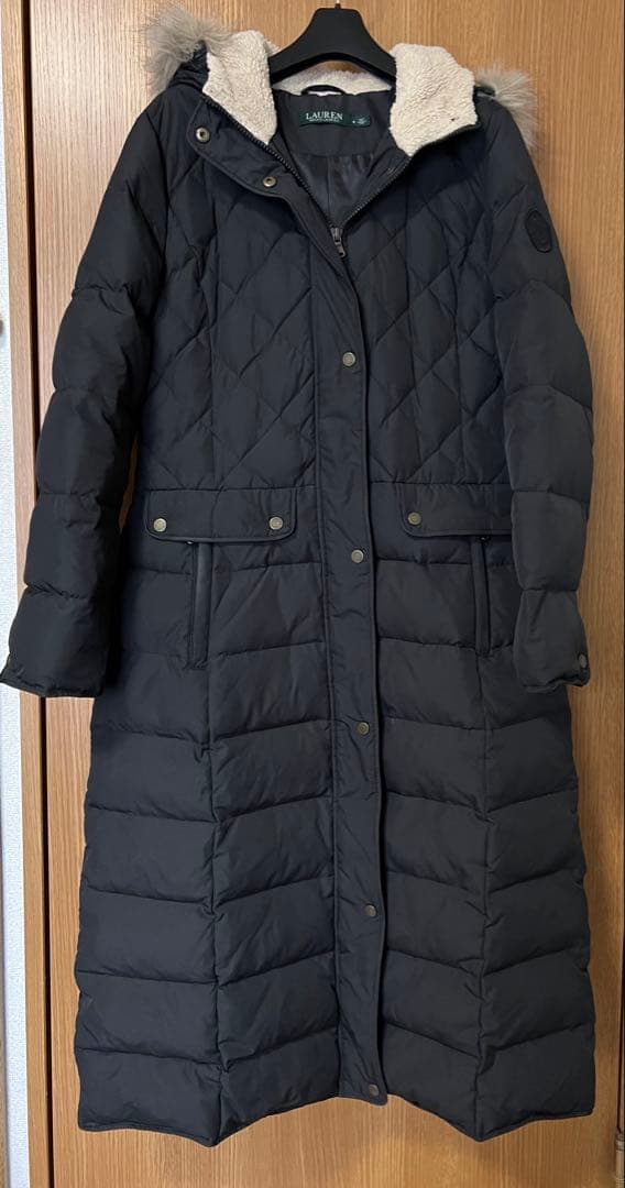 【美品】ローレンラルフローレン　ロングダウンコート ファー付き　黒　S