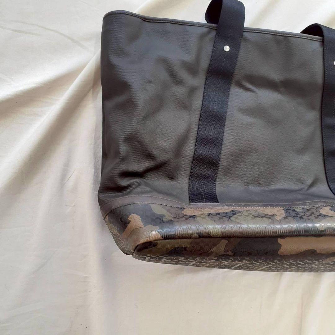 【良品】COACH コーチ 迷彩トートバッグ ポーチ付き 大容量