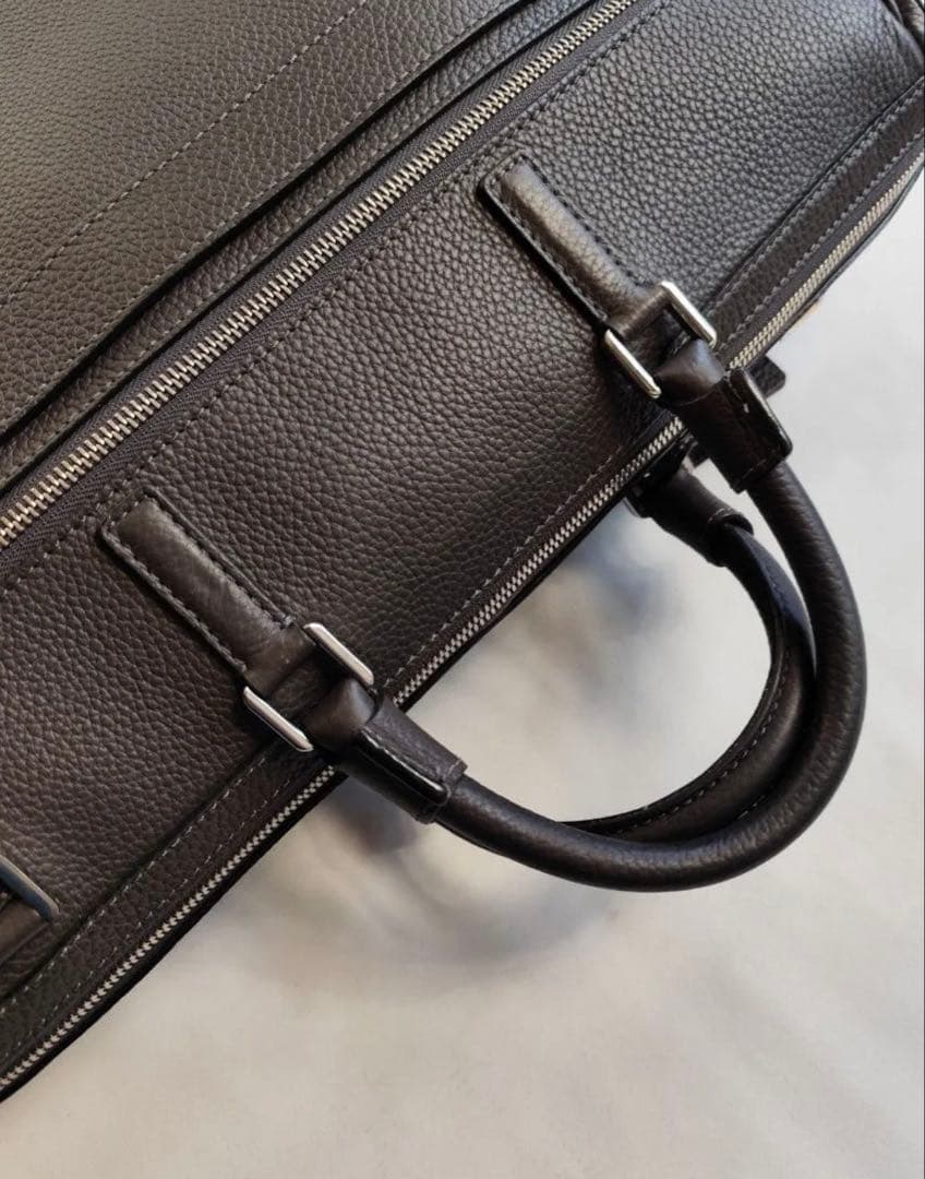 r*様 セラピアン カシミヤレザー ブリーフケース ビジネスバッグ　グレー