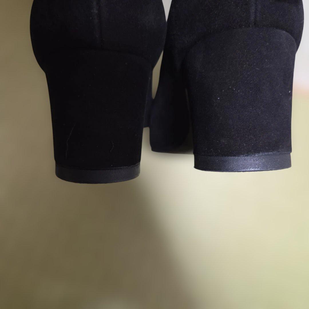 美品 CHANEL ココマーク スエード パンプス 37.0 ブラック