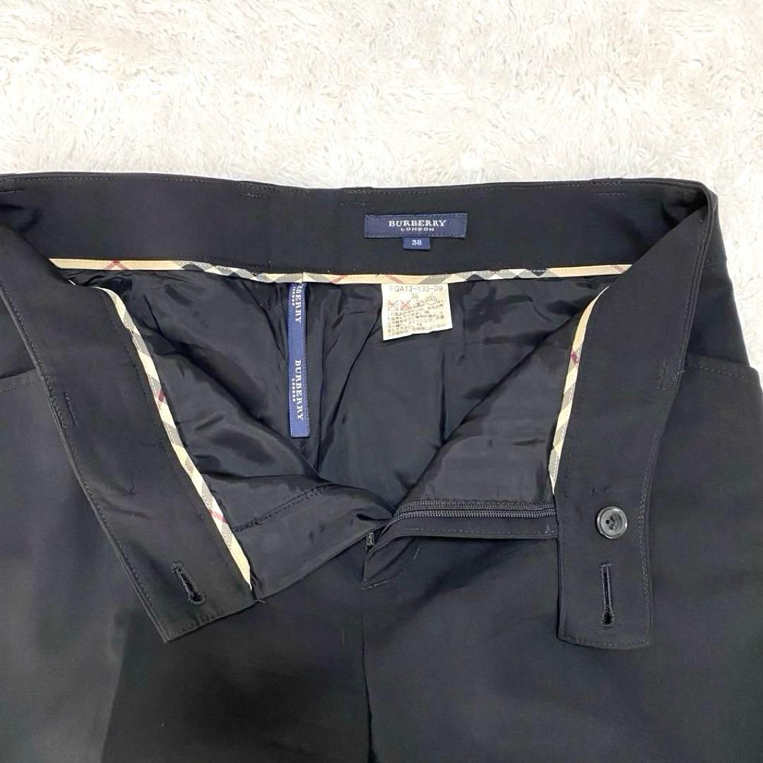 【美品】 バーバリーロンドン パンツスーツ ノバチェック 38 ブラック 光沢感