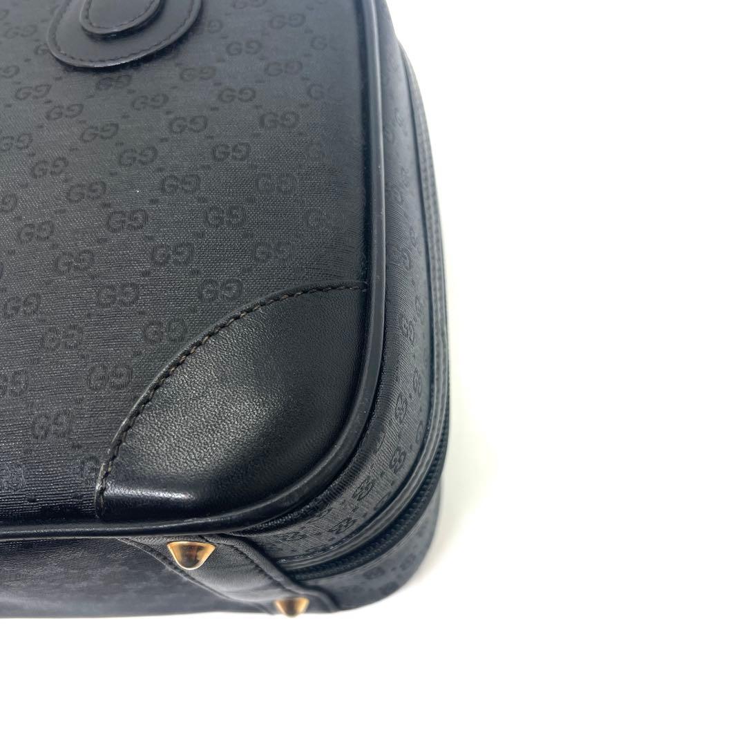 【極美品】グッチ ハンドバッグ ミニボストン マイクロGG PVC ブラック