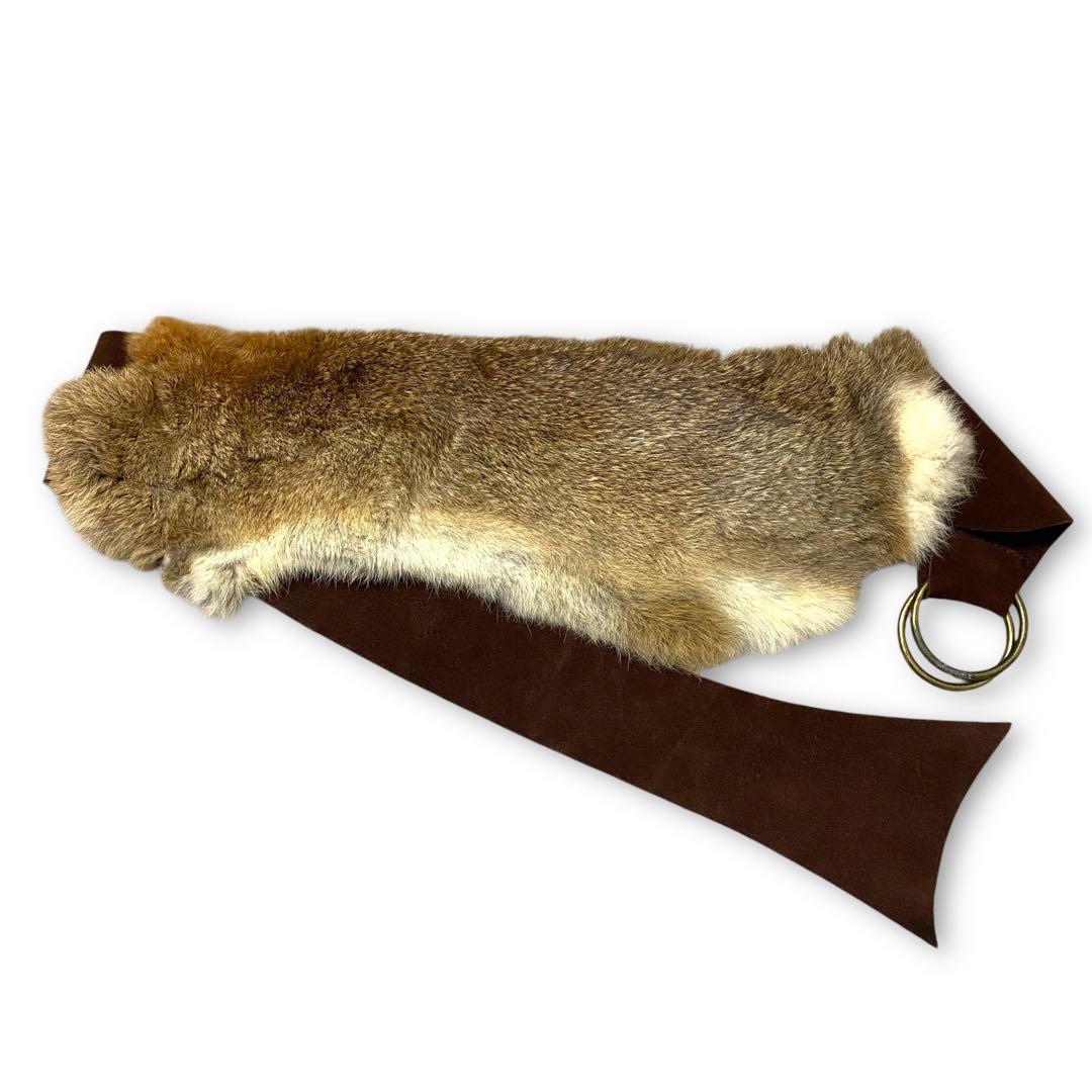 小物 goa rabbit fur leather ring belt