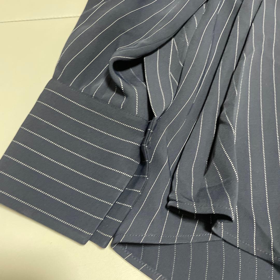 【極美品✨】24SS エンフォルド PE ピン ストライプ プリーツ シャツ 紺