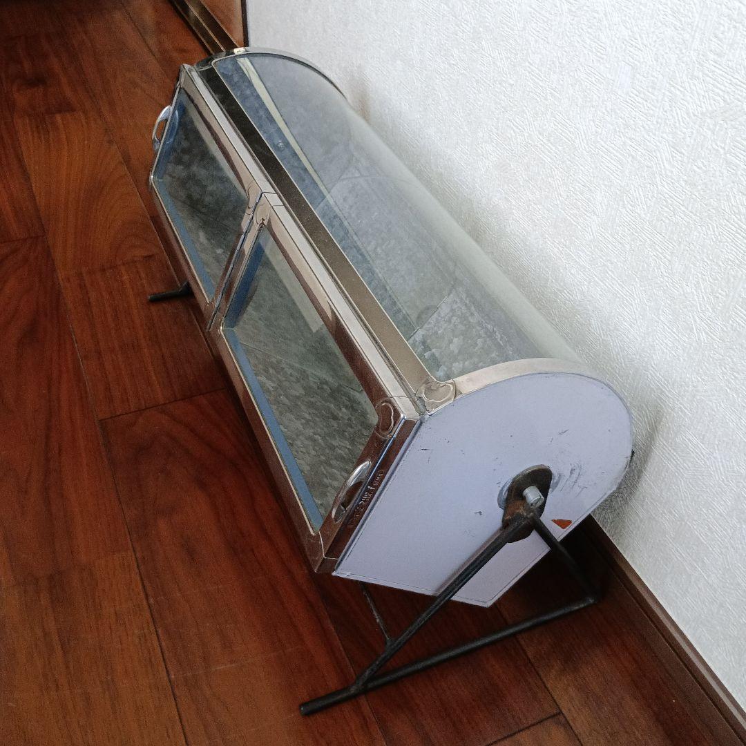 回転式！ブリキ ガラス 蓋付 ディスプレイ 昭和 レトロ [直接引取は割引き]