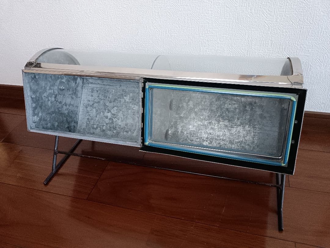 回転式！ブリキ ガラス 蓋付 ディスプレイ 昭和 レトロ [直接引取は割引き]