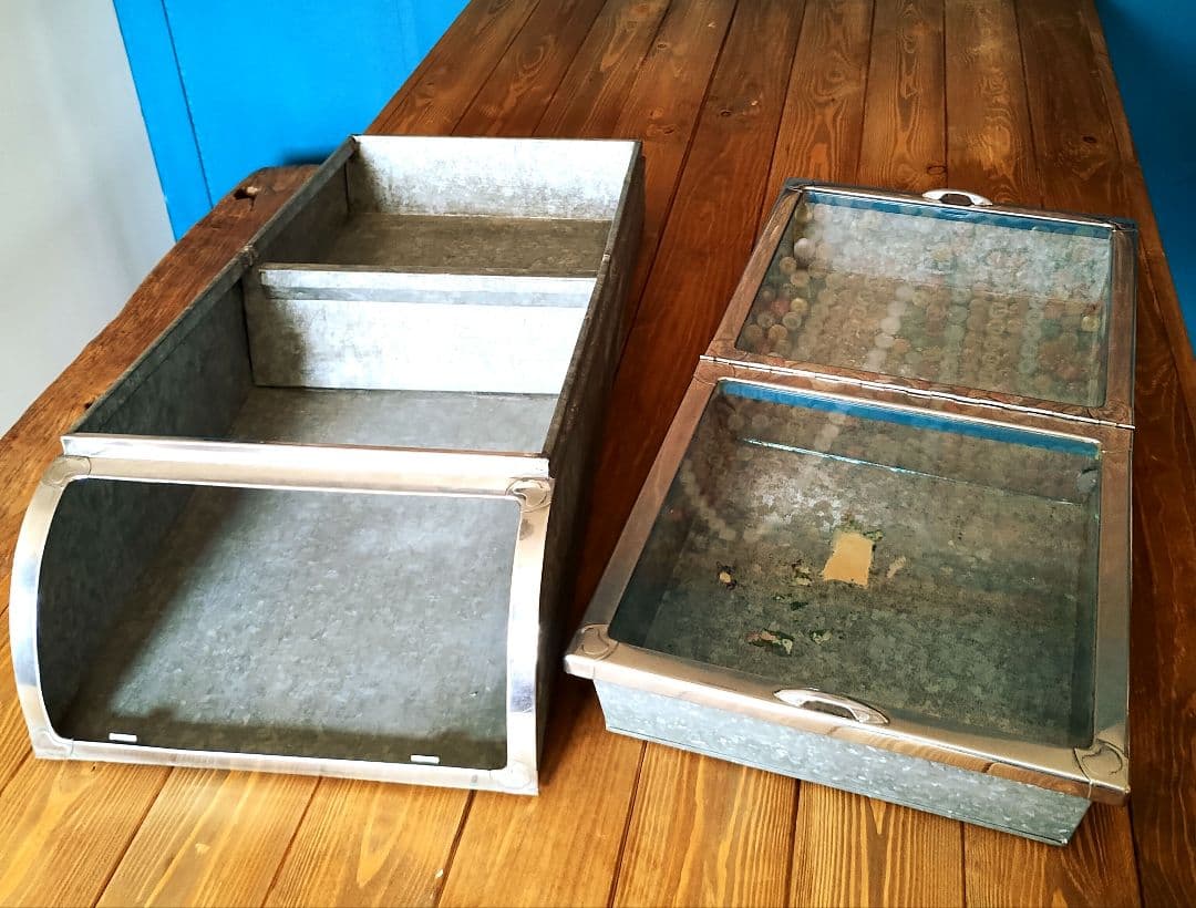 ★値下げしました★❤️ 2つセット昭和　レトロ　 ブリキ　ガラス　ケース