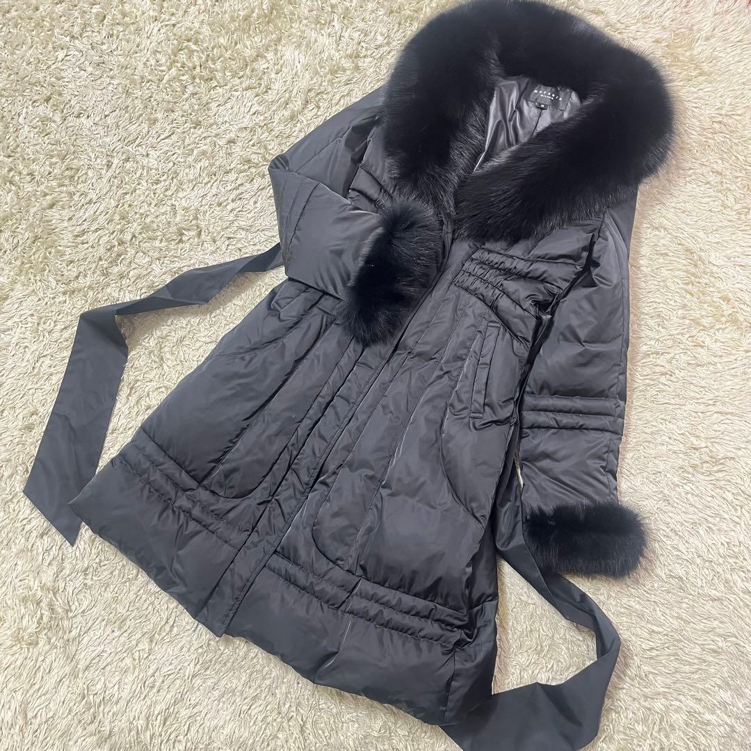 美品 MATERIAL ダウンコート ロング フォックスファー ベルト