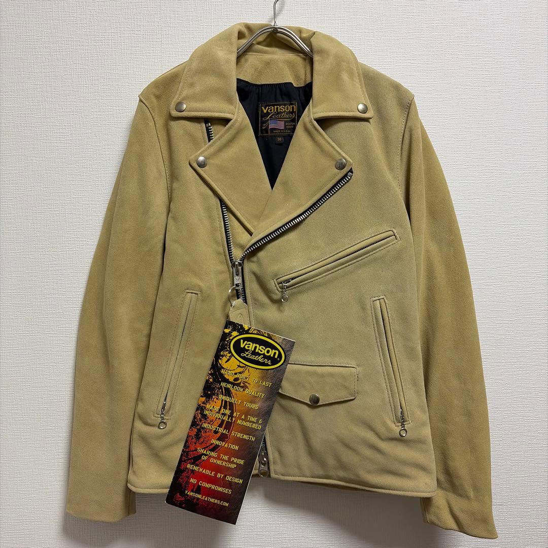 未使用バンソン vanson C2R 36ベージュスエードライダースカスタム