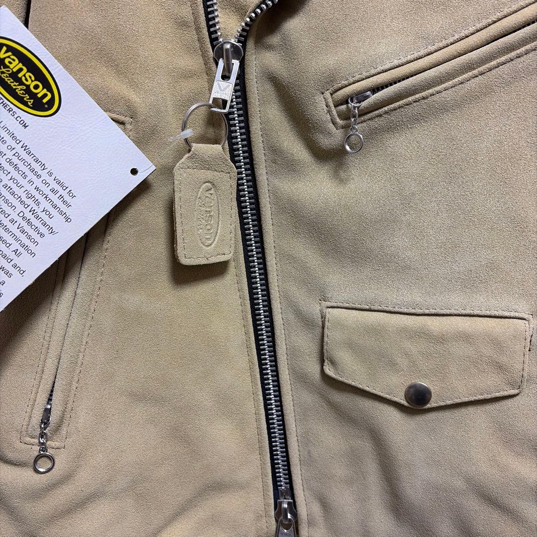 未使用バンソン vanson C2R 36ベージュスエードライダースカスタム