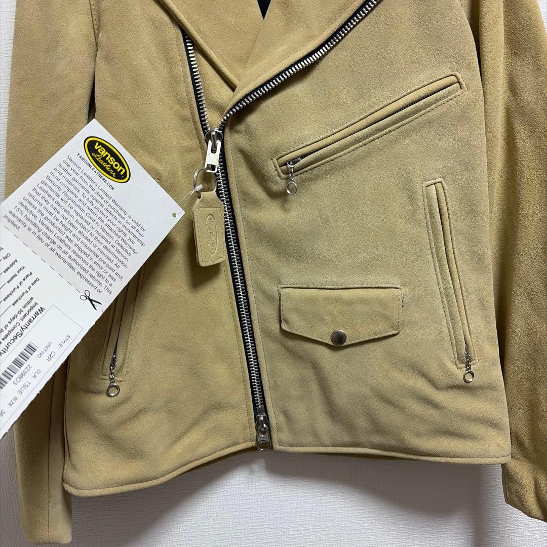 未使用バンソン vanson C2R 36ベージュスエードライダースカスタム