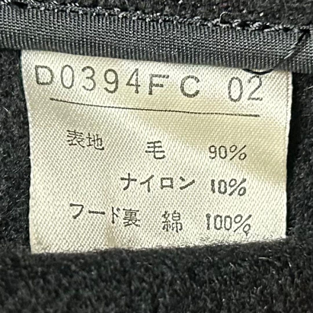 90s【美品】マドモアゼルノンノン/ロングダッフルコート/チェック柄切り替え/黒