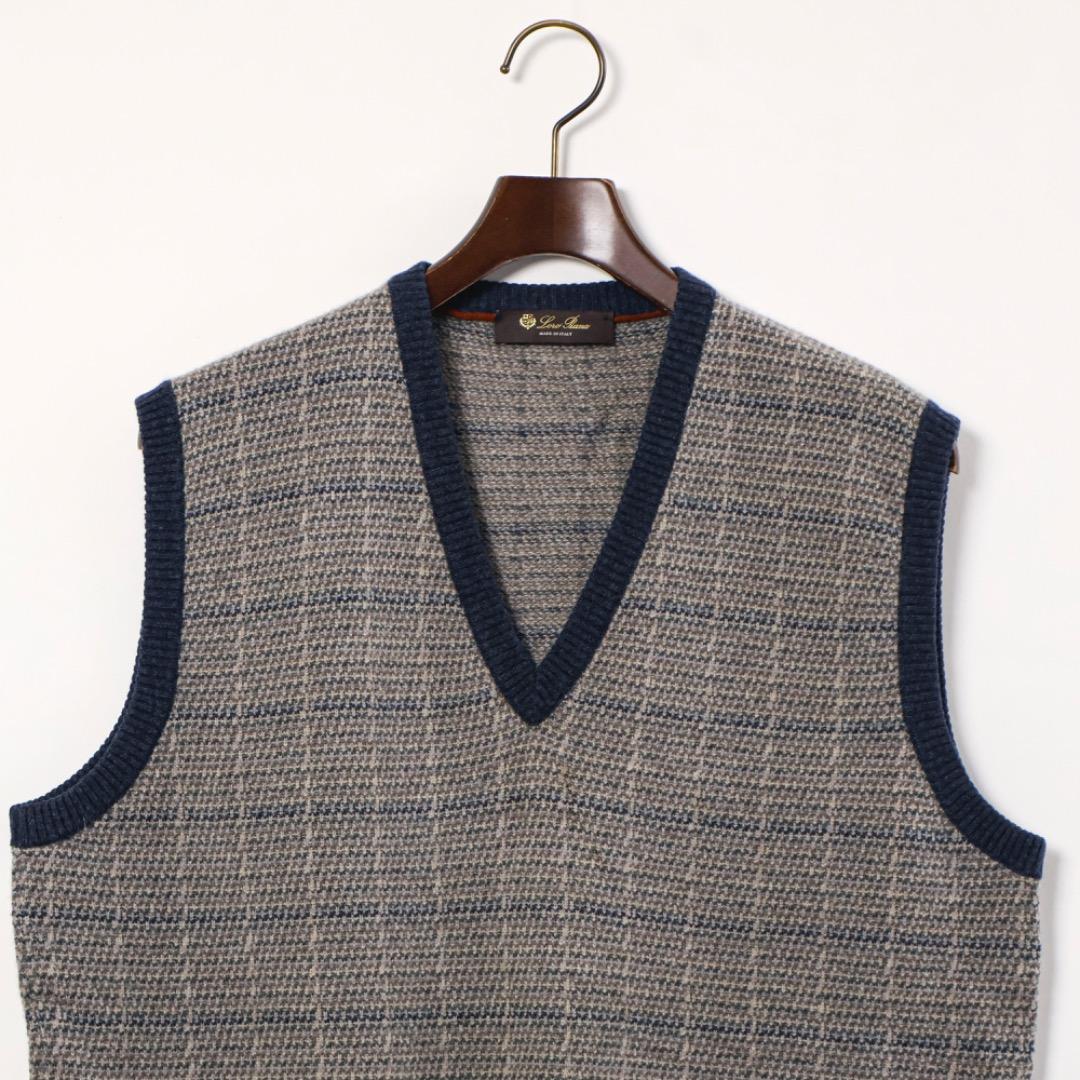 H4320-4◾️ロロピアーナ　チェック柄Vネック　ニットベスト