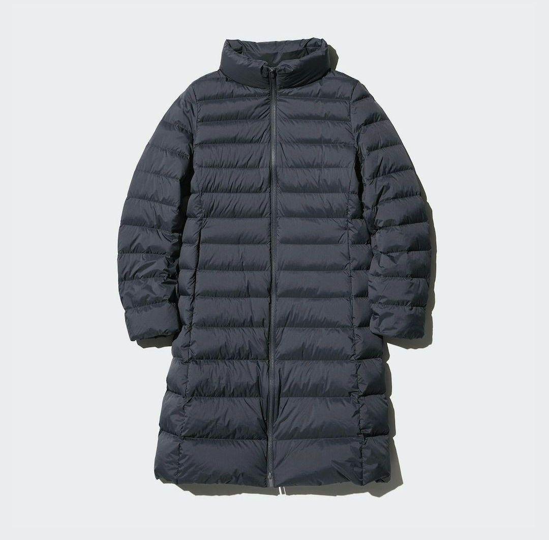 ユニクロ ウルトラライトダウンロングコート フーデット ブラック L