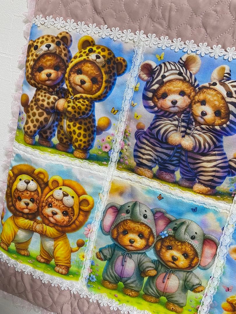 トイプードル♡カフェマット　布バスケット　バッグインバッグ