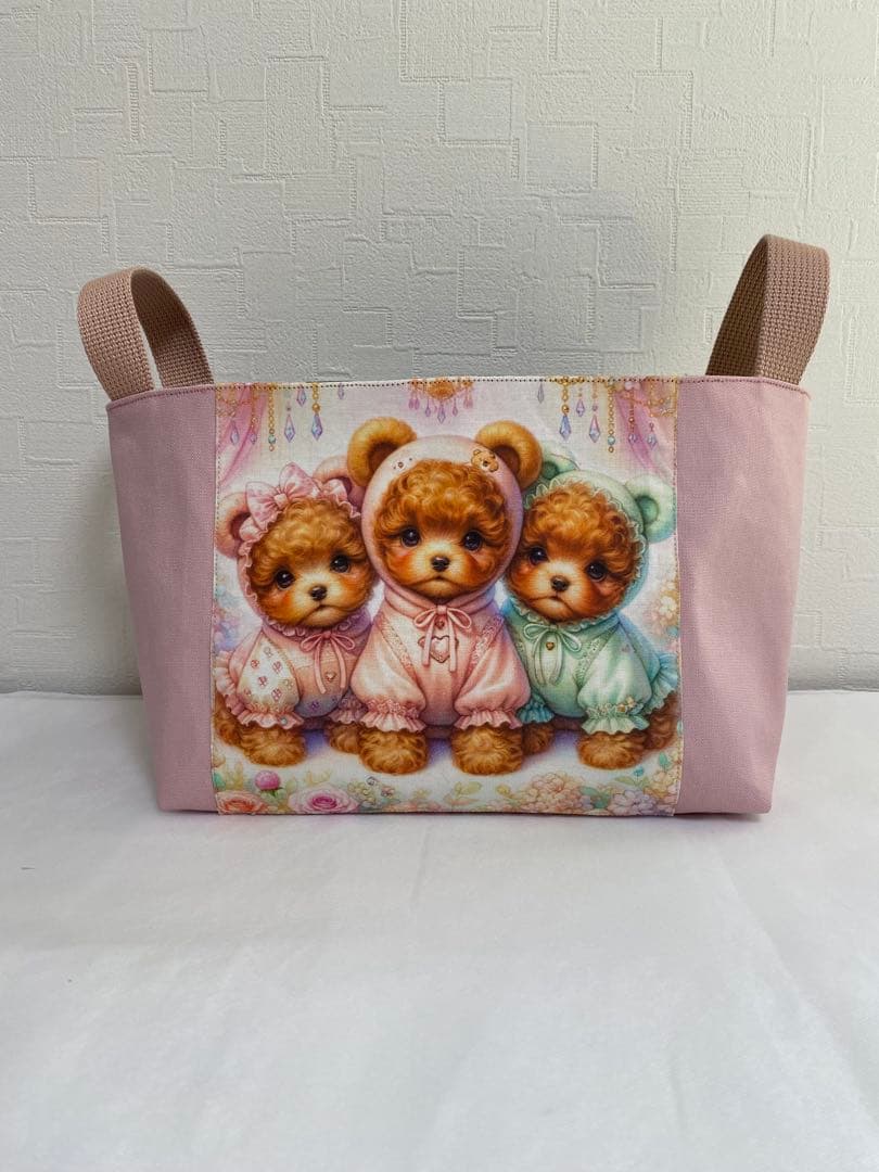 トイプードル♡カフェマット　布バスケット　バッグインバッグ