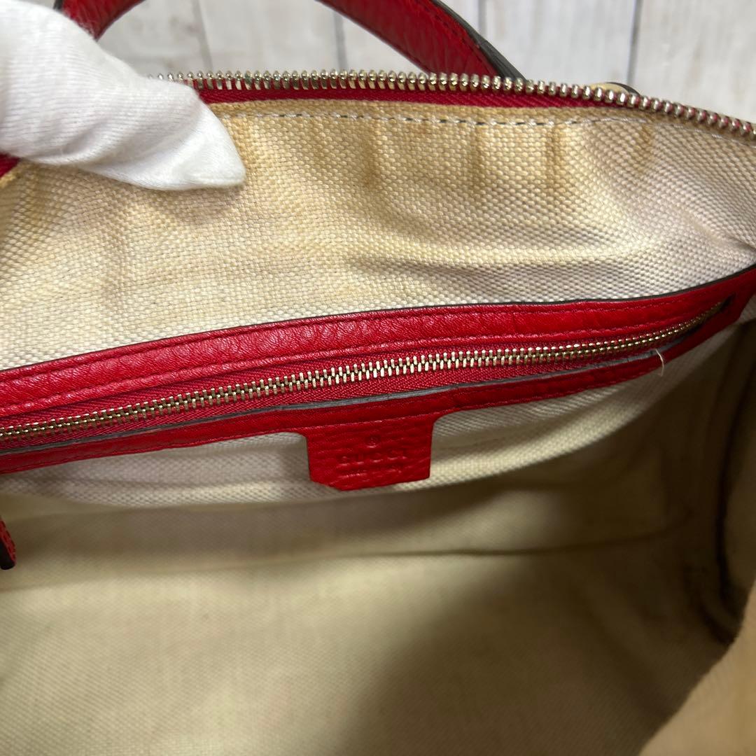 GUCCI ソーホー　ボストンバッグ ハンドバッグ レザー　レッド　GG 赤