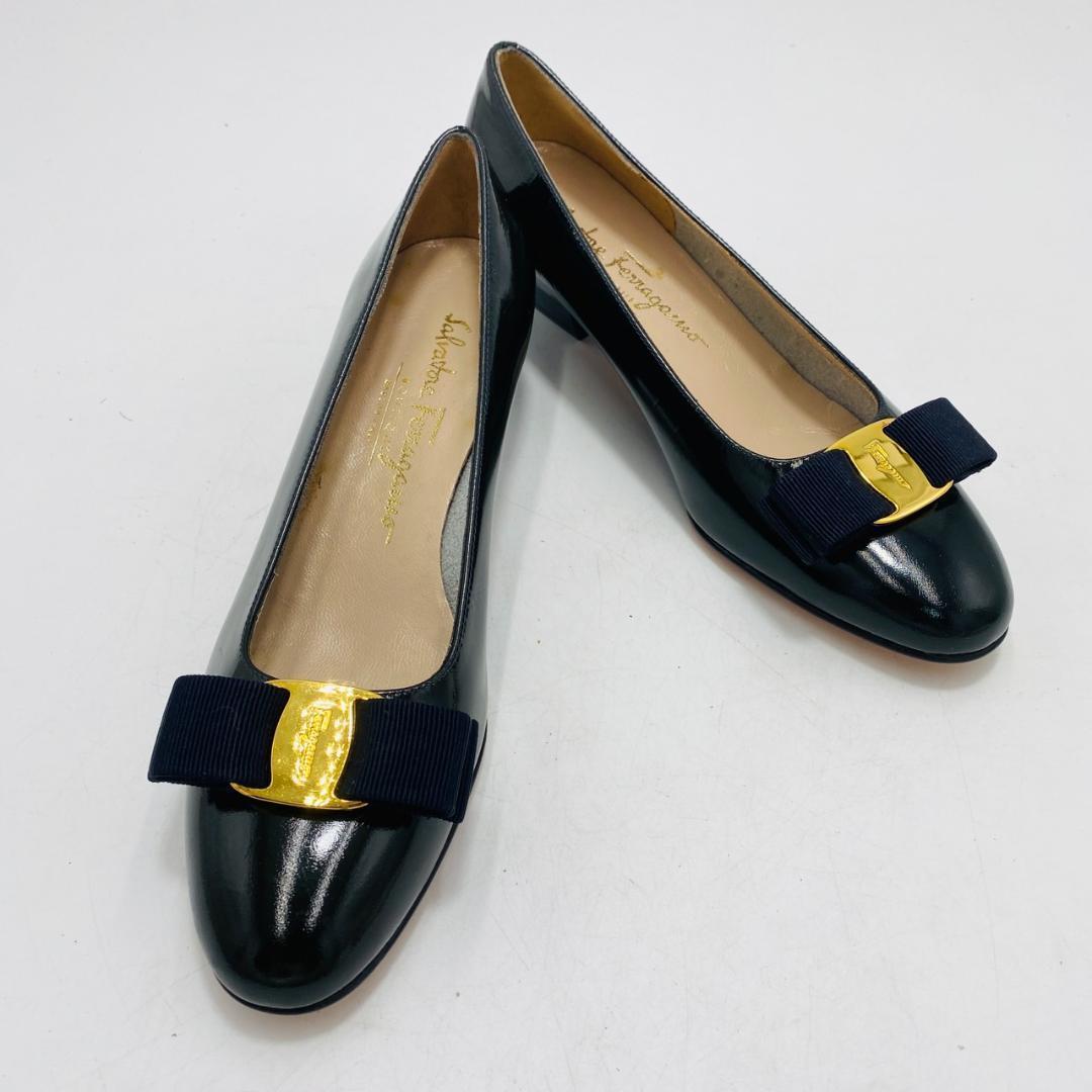 新品　Ferragamo　フェラガモ　ヴァラパンプス　リボン　5 1/2
