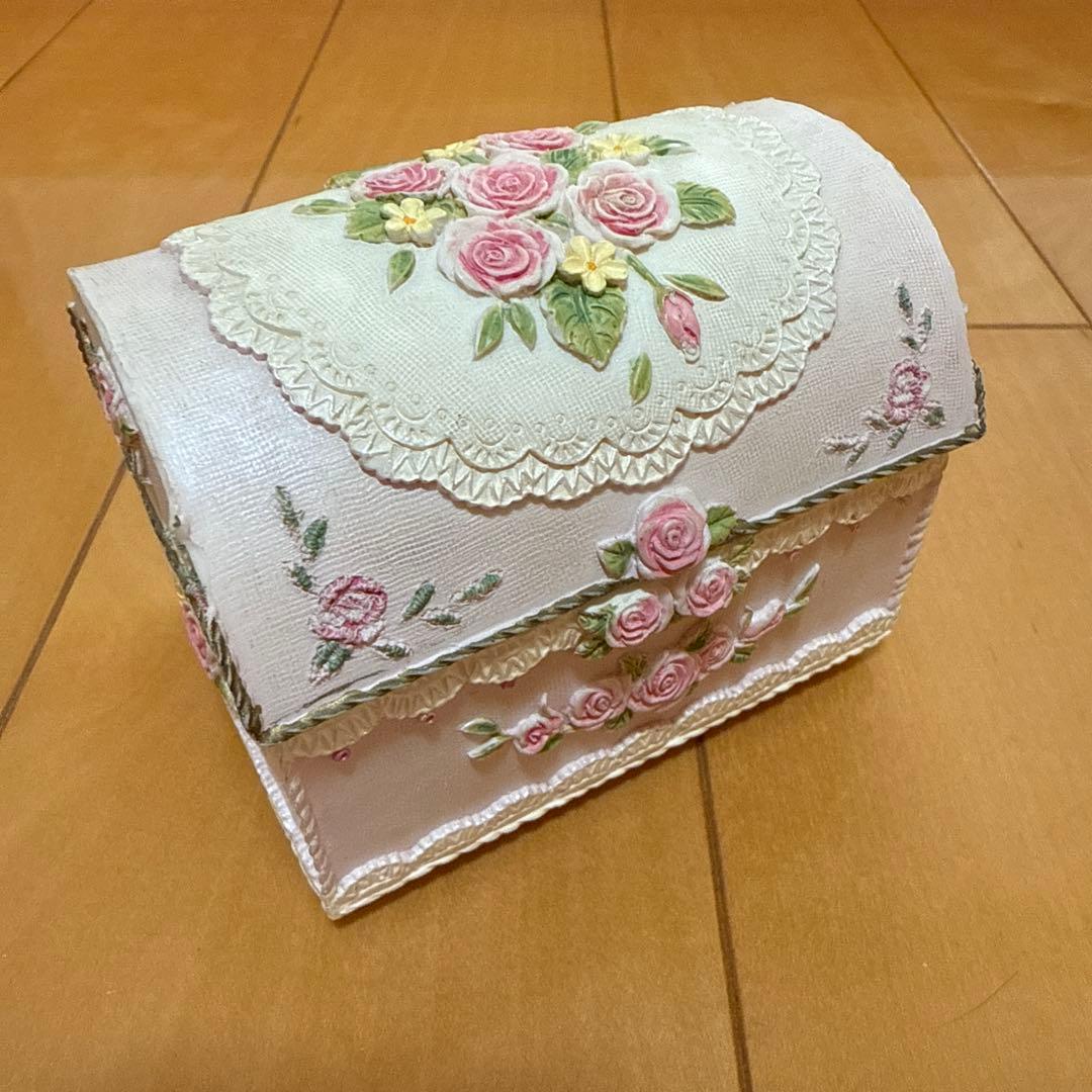 フランス購入 アンティーク雑貨 薔薇 バラ アクセサリーケース ピンク