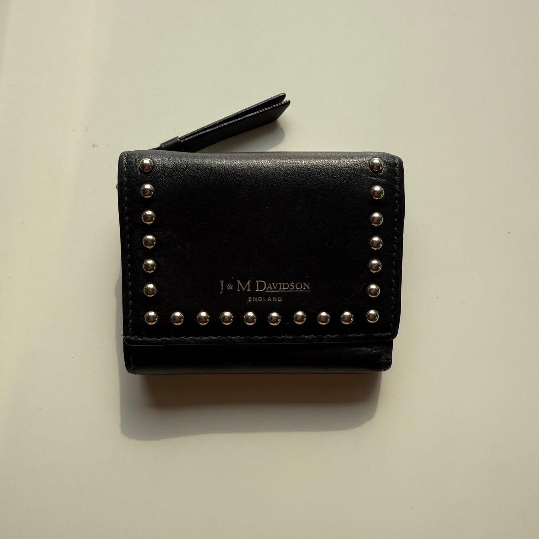 J&M DAVIDSON ブラック三つ折り財布 スタッズ IENA