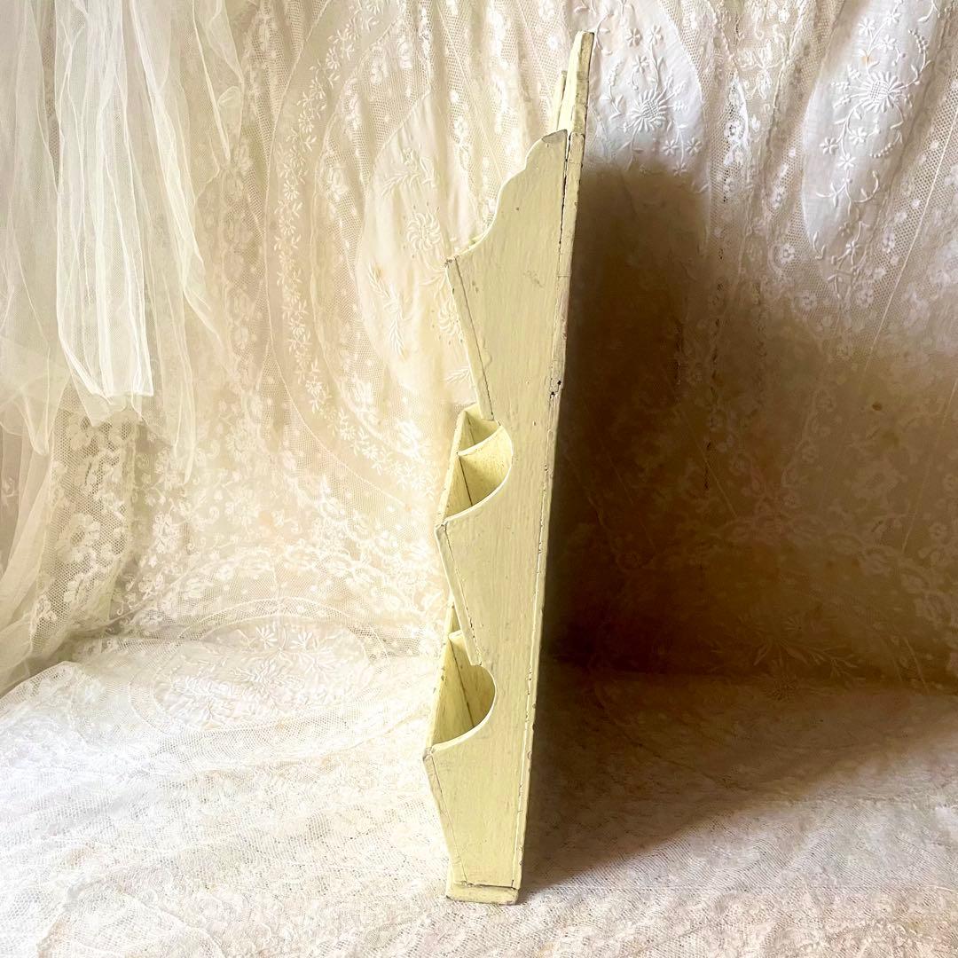 木製レターラック　ポストカードホルダー　オリジナルペイント　フランスアンティーク