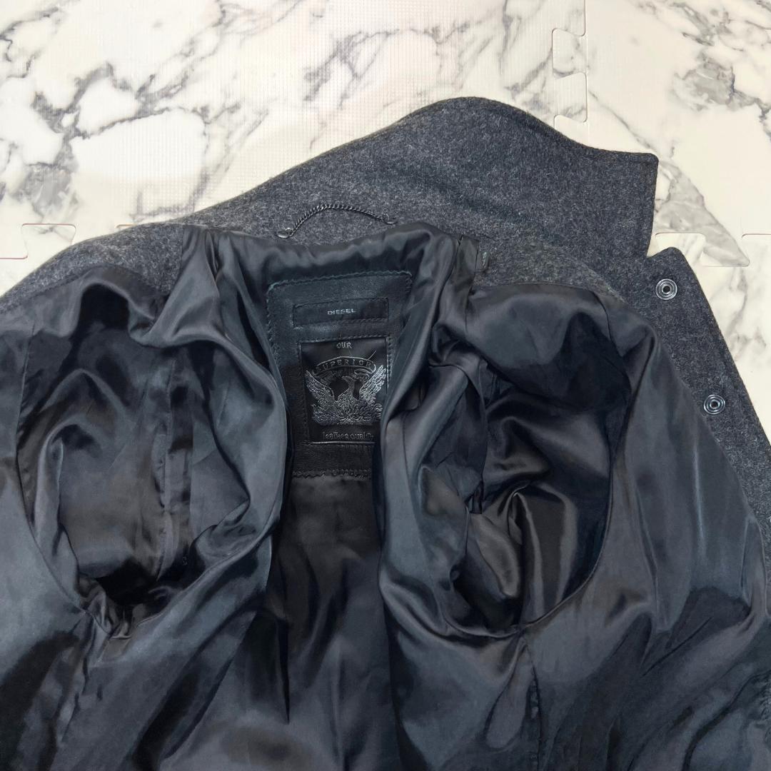 ✨極美品 定価6.8万✨ ラムレザー ●DIESEL スタジャン グレー L