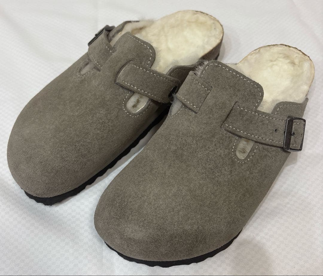 birkenstock グレー　スエード　ファー
