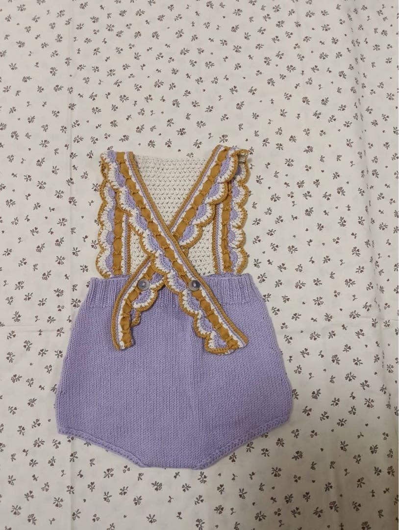 Misha&puff ラベンダー かぎ編みロンパース 3-4y