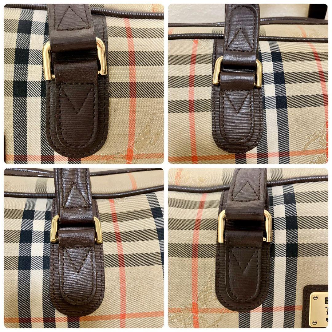 美品 バーバリー ボストンバッグ レザー キャンバス シャドーホース