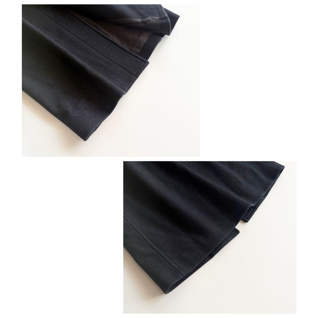 【オーラリー】ウールシルクメルトンロングダッフルコート フード付き ネイビー系