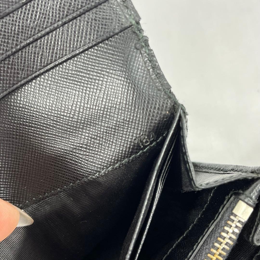 PRADA プラダ　サフィアーノレザー長財布　三角ロゴ　ブラック